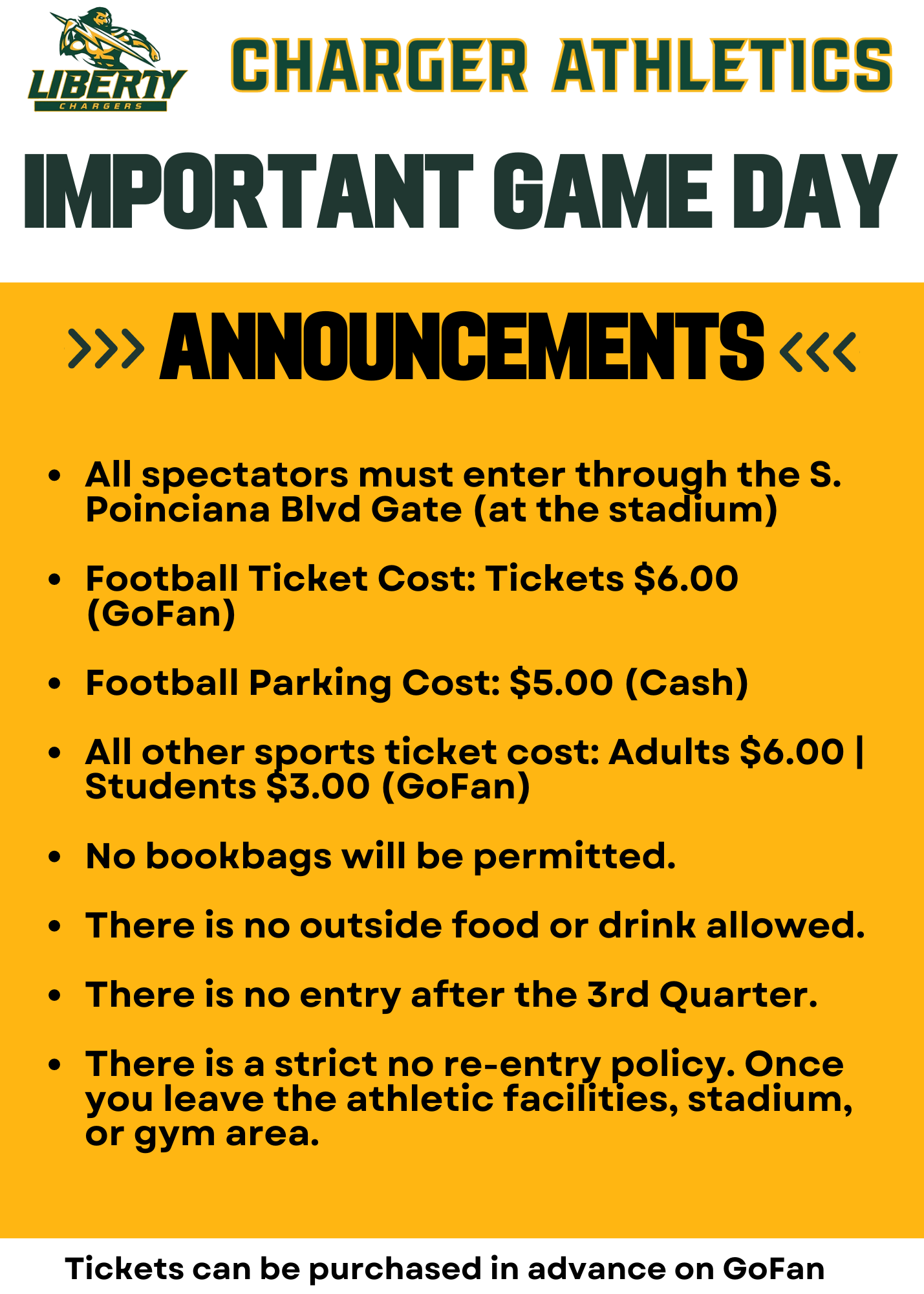 Game Day Policy